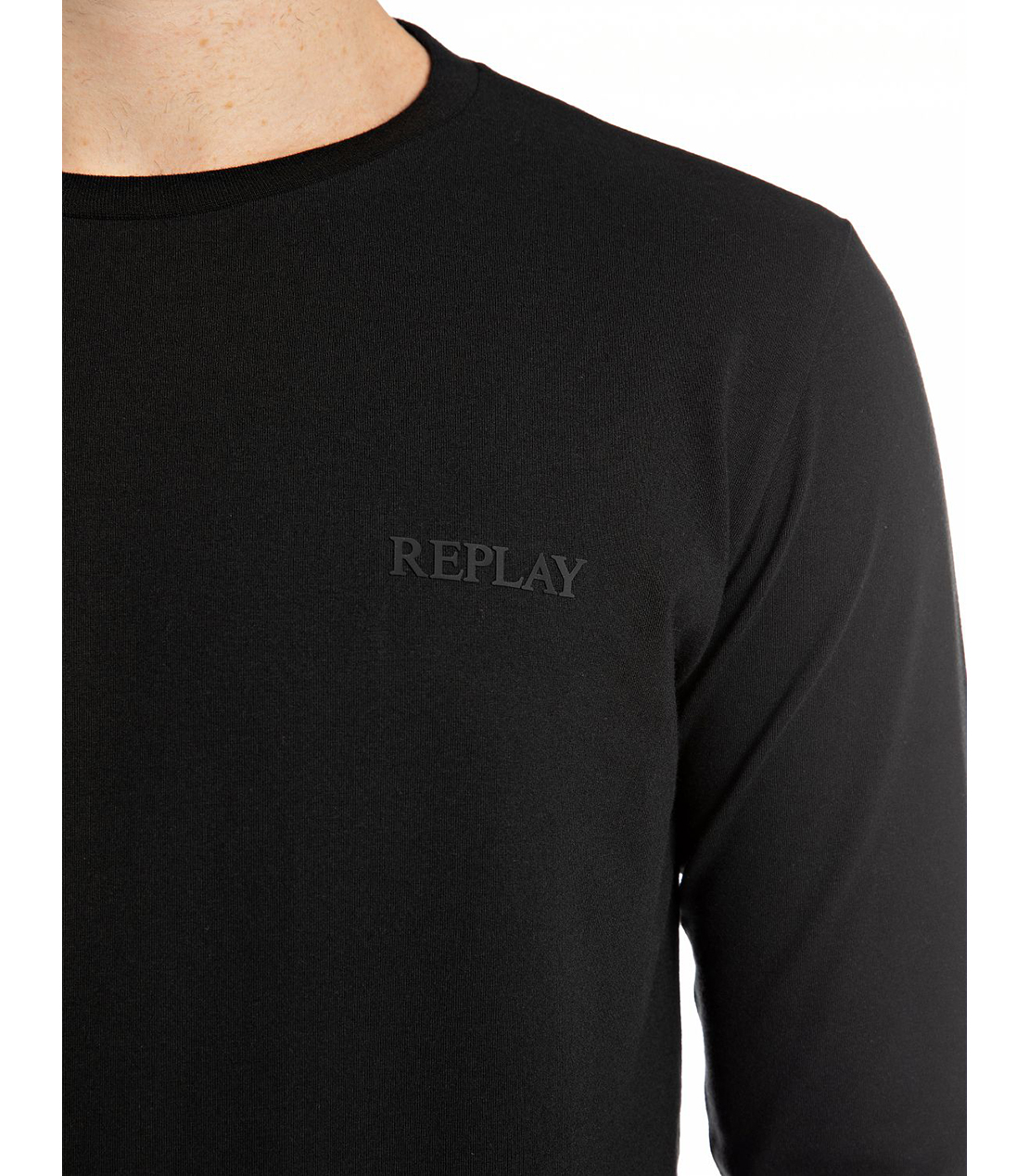 REPLAYロゴ ストレッチジャージーロンT 詳細画像 ブラック 4